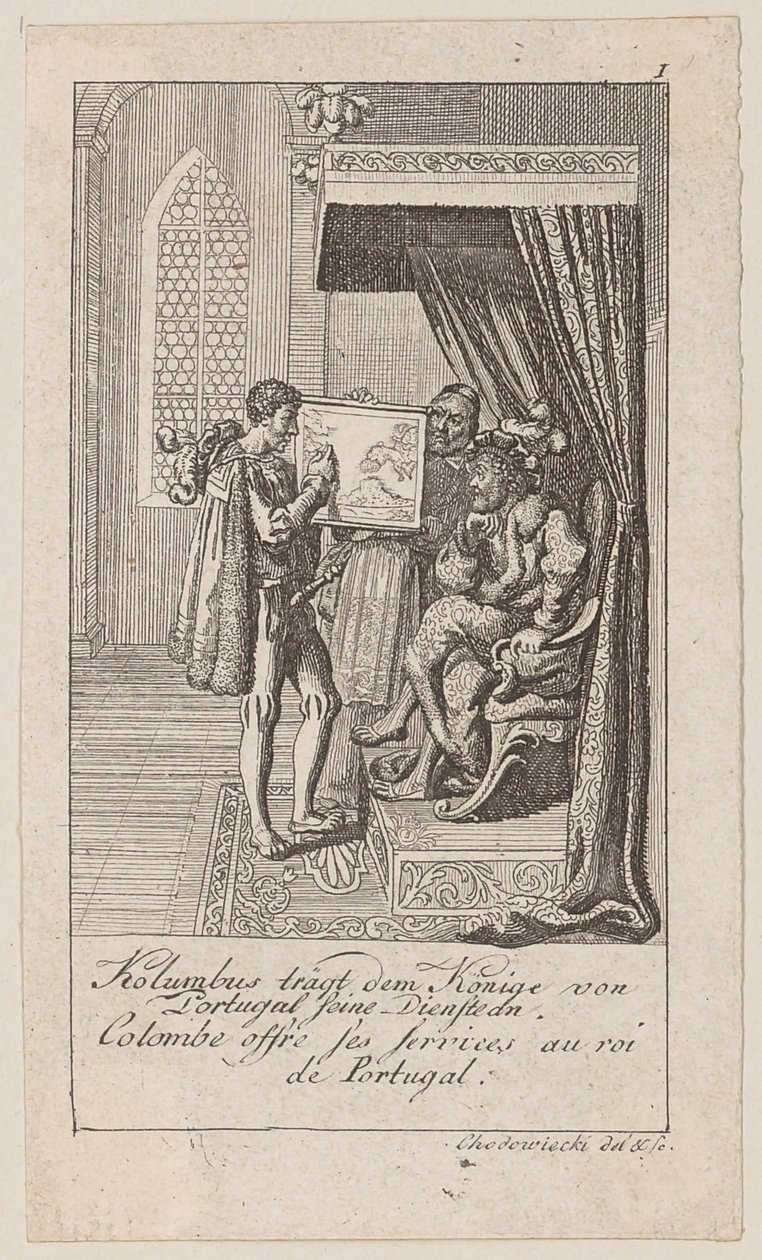 Blad 1 bij "Oude, middeleeuwse en moderne geschiedenis" door Daniel Nikolaus Chodowiecki
