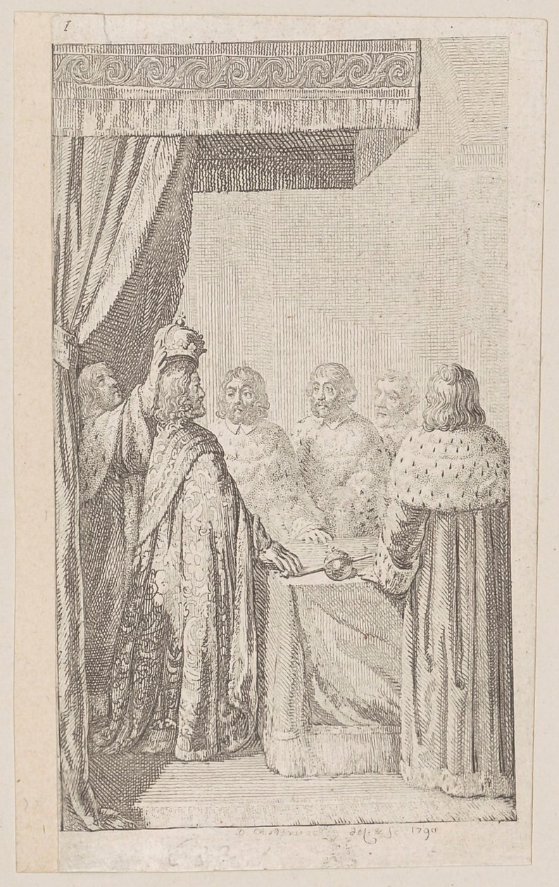 Blad 1 bij "Pruisisch-Brandenburgse staatsgeschiedenis", tweede deel door Daniel Nikolaus Chodowiecki