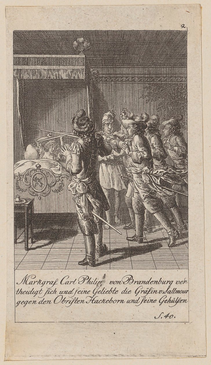 Blad 2 uit de serie "Geschiedenis van Brandenburg" door Daniel Nikolaus Chodowiecki