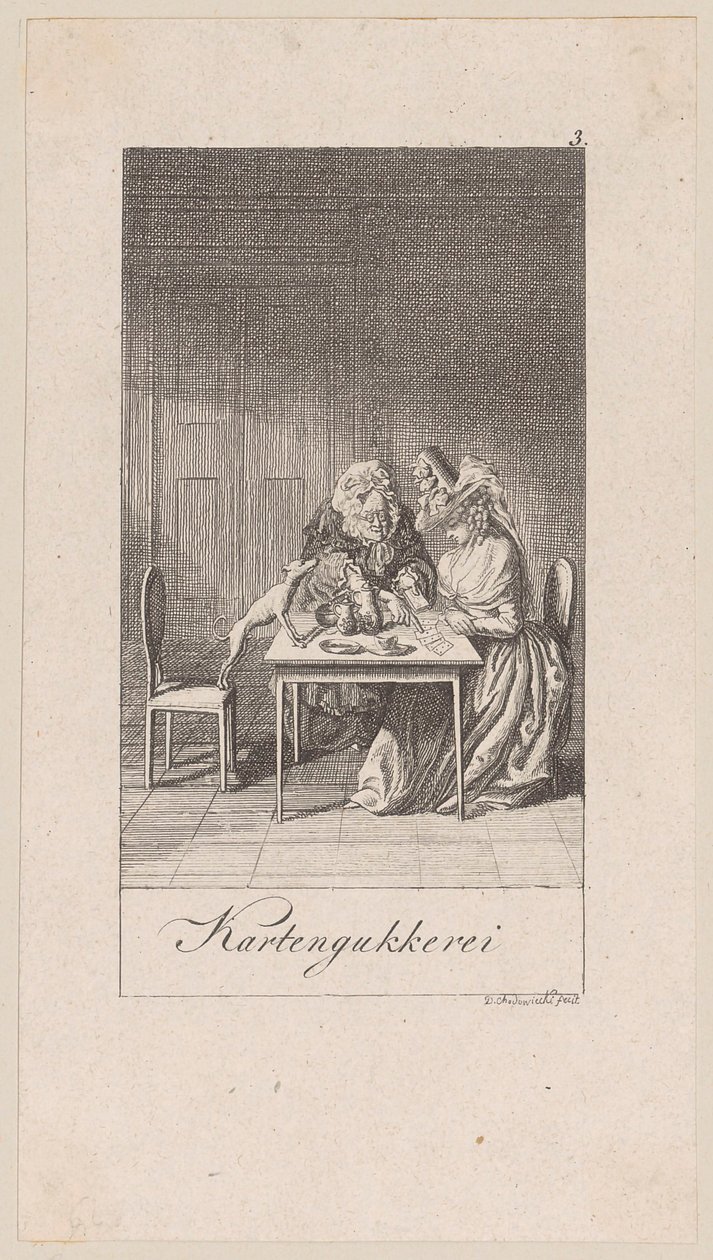 Blad 3 bij Knoblauchs „Taschenbuch für Aufklärer“ door Daniel Nikolaus Chodowiecki