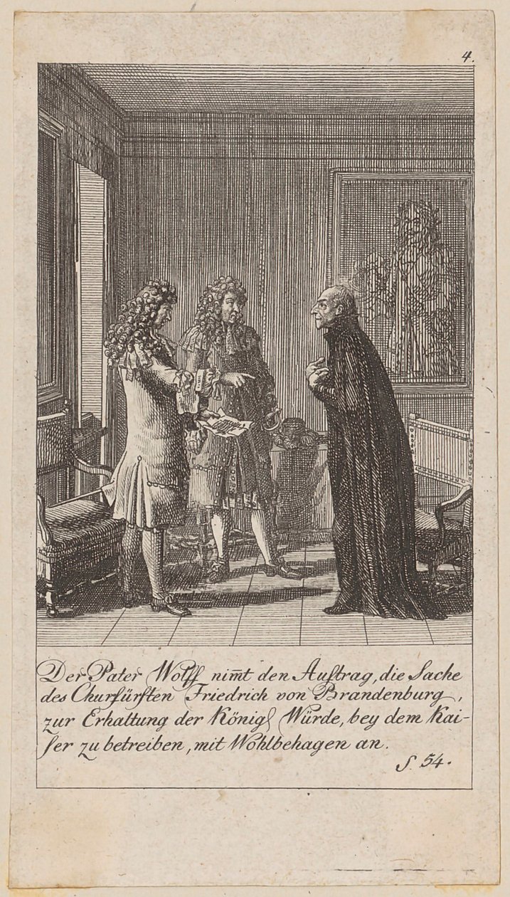 Blad 4 uit de reeks "Geschiedenis van Brandenburg" door Daniel Nikolaus Chodowiecki