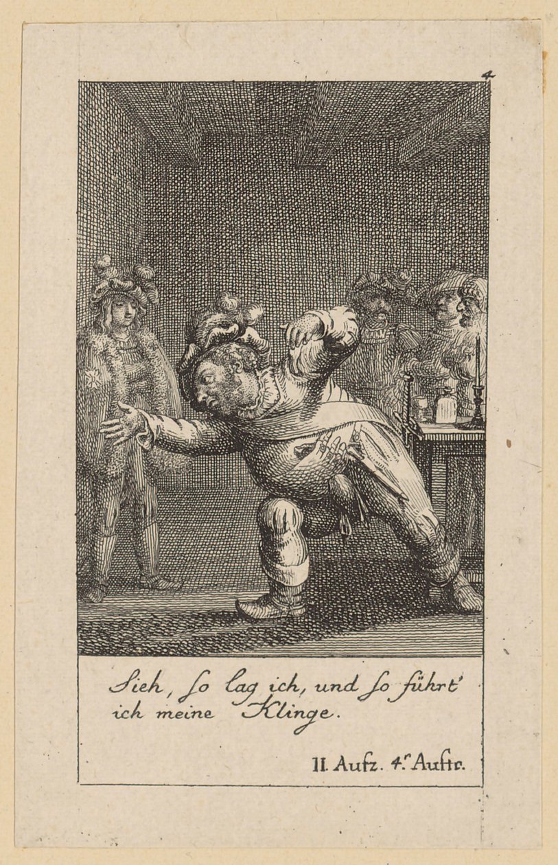 Blad 4 bij Shakespeares "Koning Hendrik de Vierde" door Daniel Nikolaus Chodowiecki