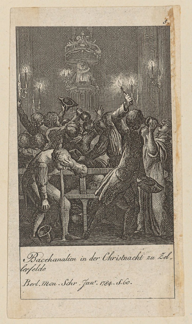 Blad 5 uit de reeks "Modedwaasheden" door Daniel Nikolaus Chodowiecki