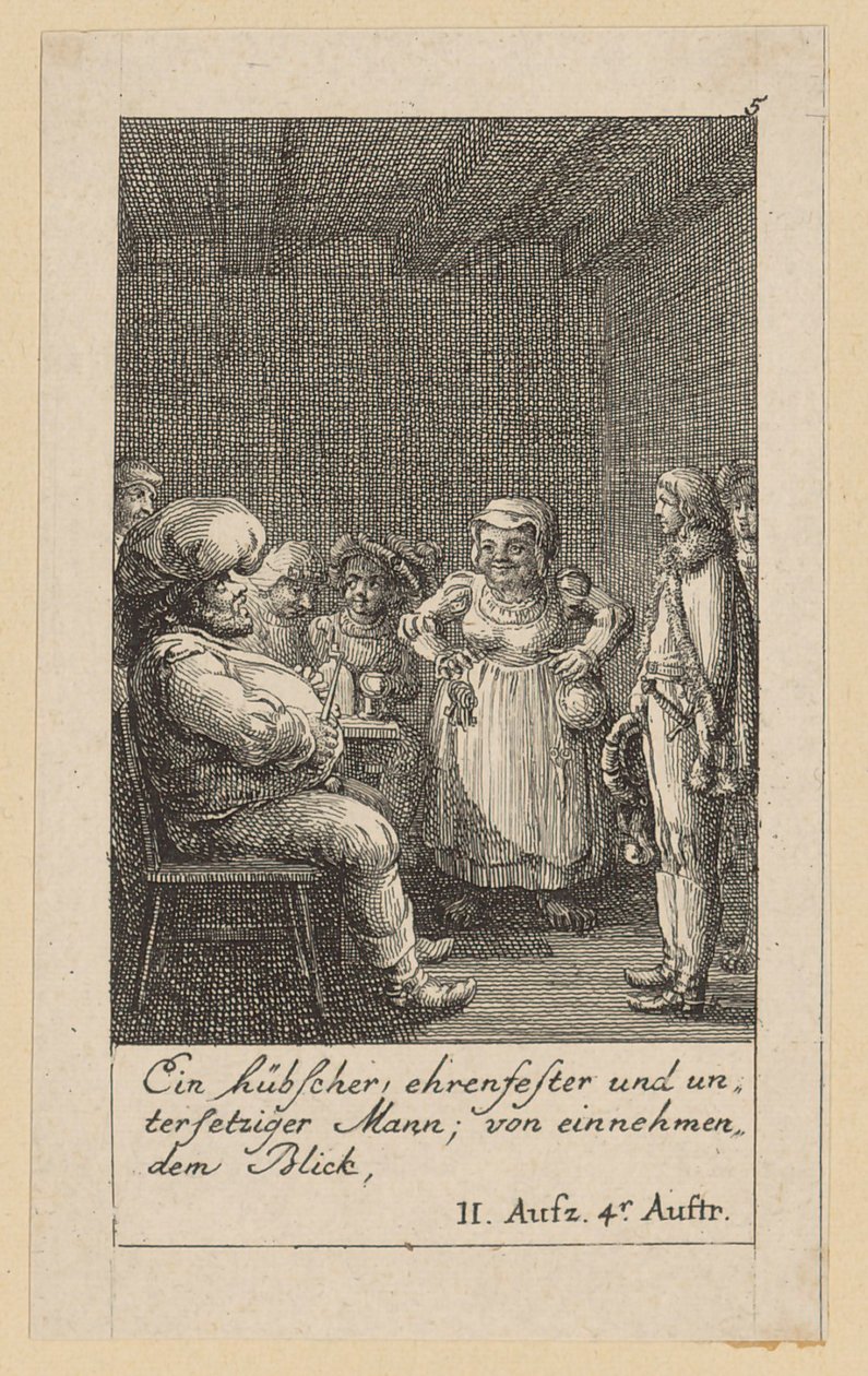 Blad 5 bij Shakespeares "Koning Hendrik de Vierde" door Daniel Nikolaus Chodowiecki