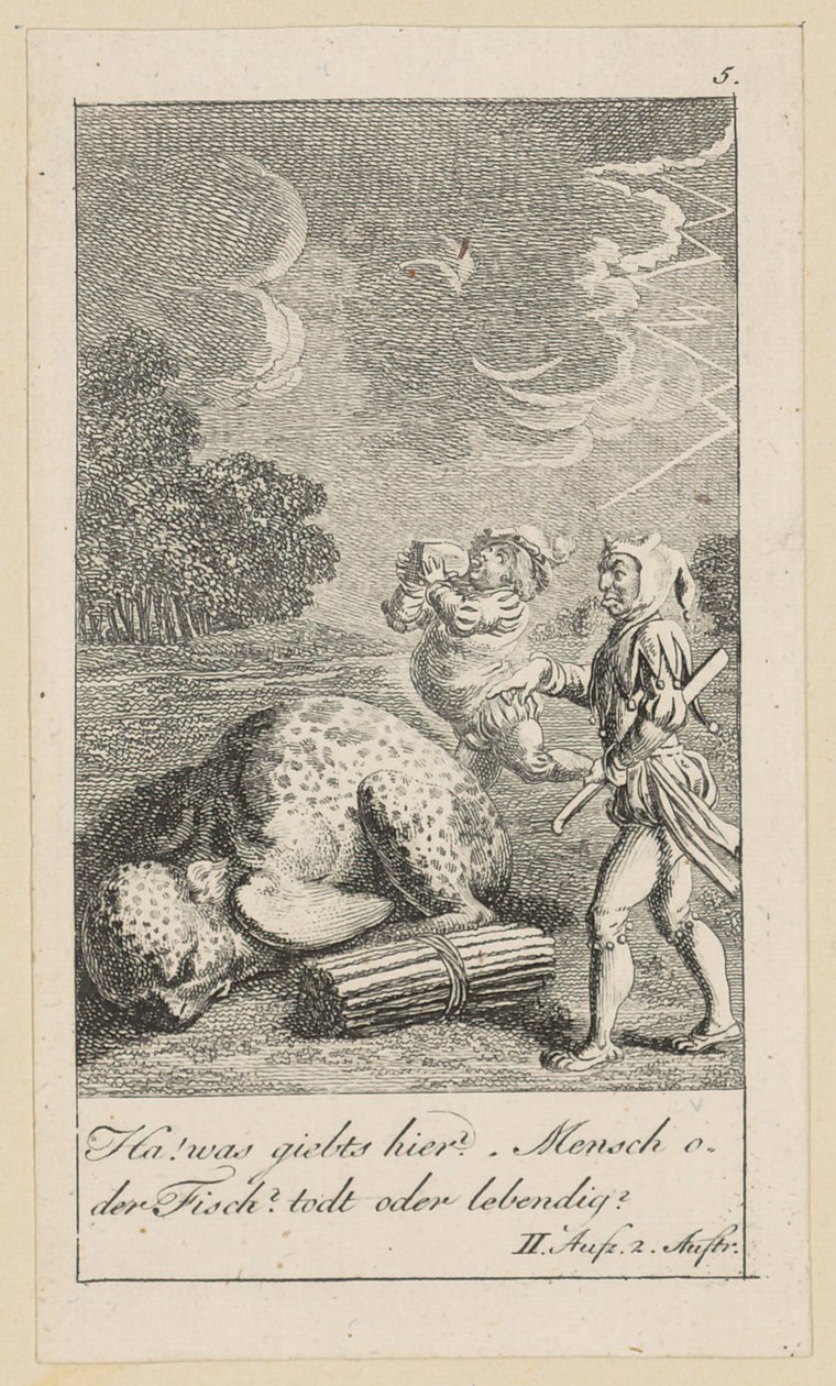 Blad 5 bij Shakespeares "De storm" door Daniel Nikolaus Chodowiecki