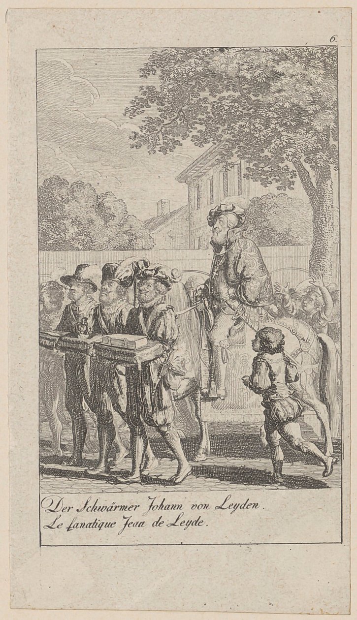 Blad 6 uit de reeks „Middeleeuwse en moderne geschiedenis” door Daniel Nikolaus Chodowiecki