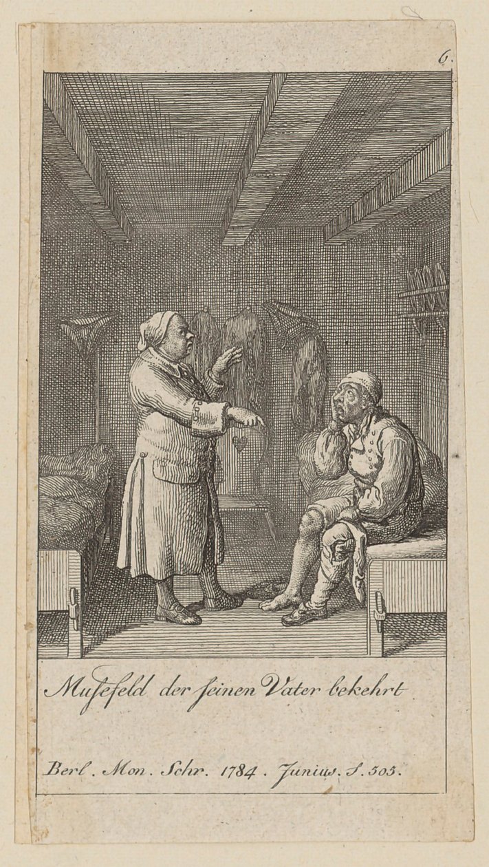 Blad 6 uit de reeks “Modezotheden” door Daniel Nikolaus Chodowiecki