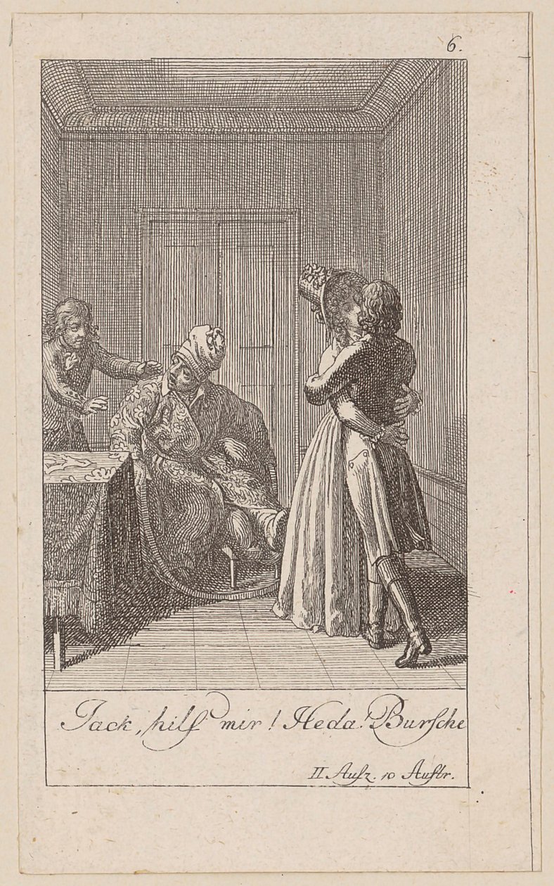 Blad 6 bij „De indianen in Engeland“ van Aug. von Kotzebue door Daniel Nikolaus Chodowiecki