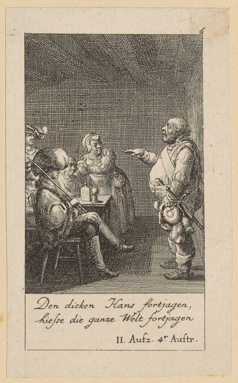 Blad 6 bij Shakespeares "Koning Hendrik IV" door Daniel Nikolaus Chodowiecki
