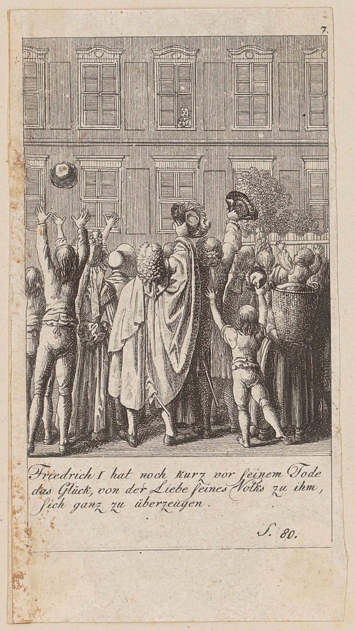 Blad 7 uit de reeks “Geschiedenis van Brandenburg” door Daniel Nikolaus Chodowiecki