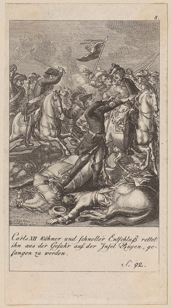Blad 8 uit de reeks „Geschiedenis van Brandenburg“ door Daniel Nikolaus Chodowiecki