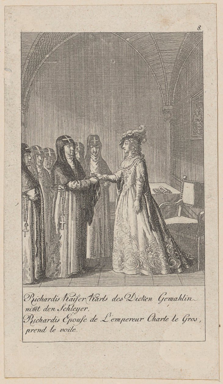 Blad 8 van de reeks „Middeleeuwse en moderne geschiedenis” door Daniel Nikolaus Chodowiecki