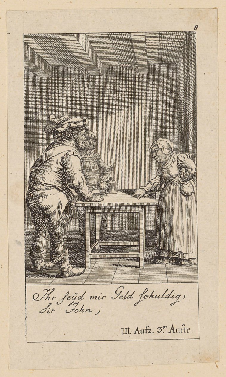 Blad 8 bij Shakespeares "Koning Hendrik de Vierde" door Daniel Nikolaus Chodowiecki