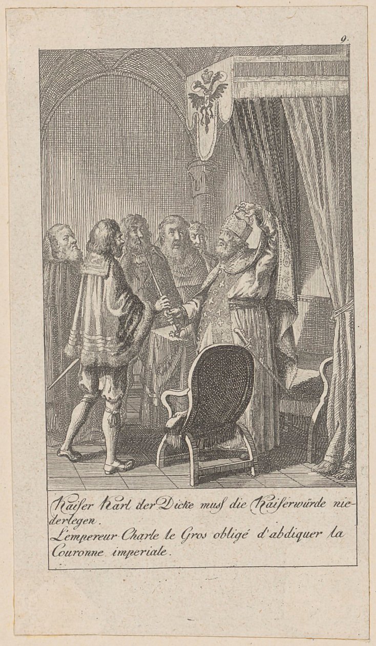 Blad 9 uit de serie "Middeleeuwse en moderne geschiedenis" door Daniel Nikolaus Chodowiecki