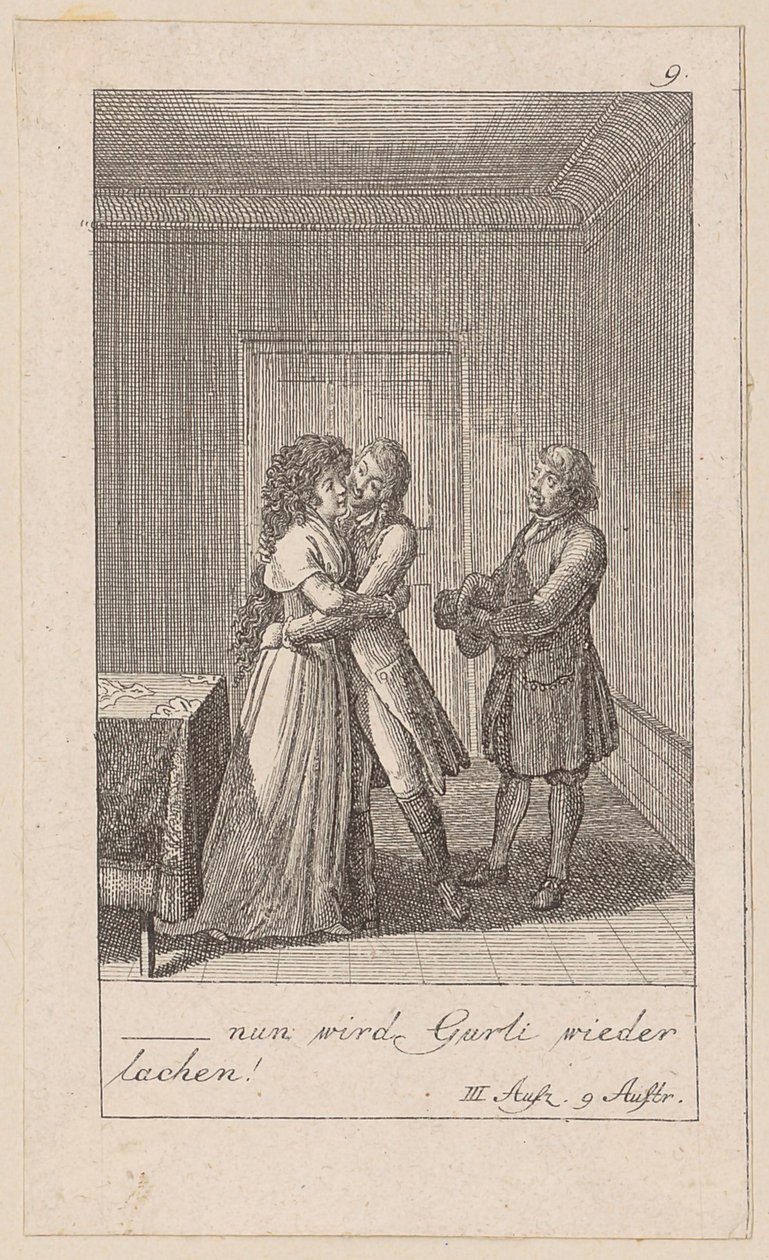 Blad 9 bij „De Indianen in Engeland” van August von Kotzebue door Daniel Nikolaus Chodowiecki