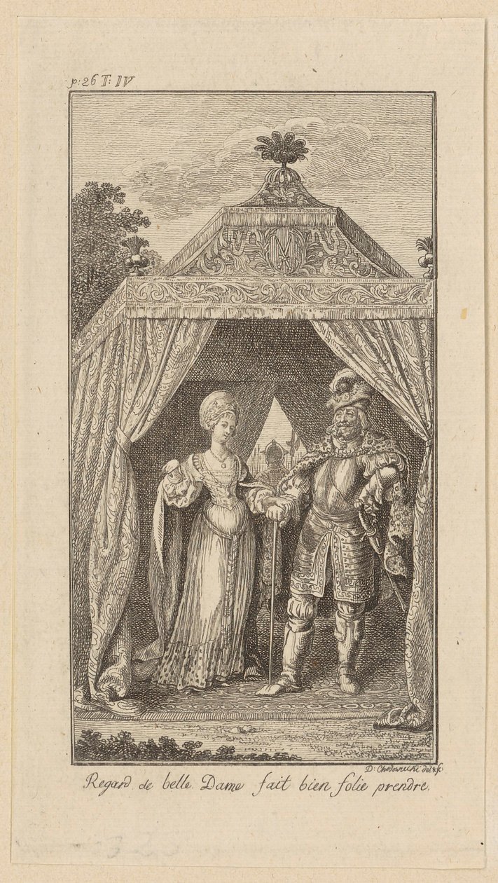 Blad bij „Karel de Grote en de twaalf pairs van Frankrijk“ door Daniel Nikolaus Chodowiecki