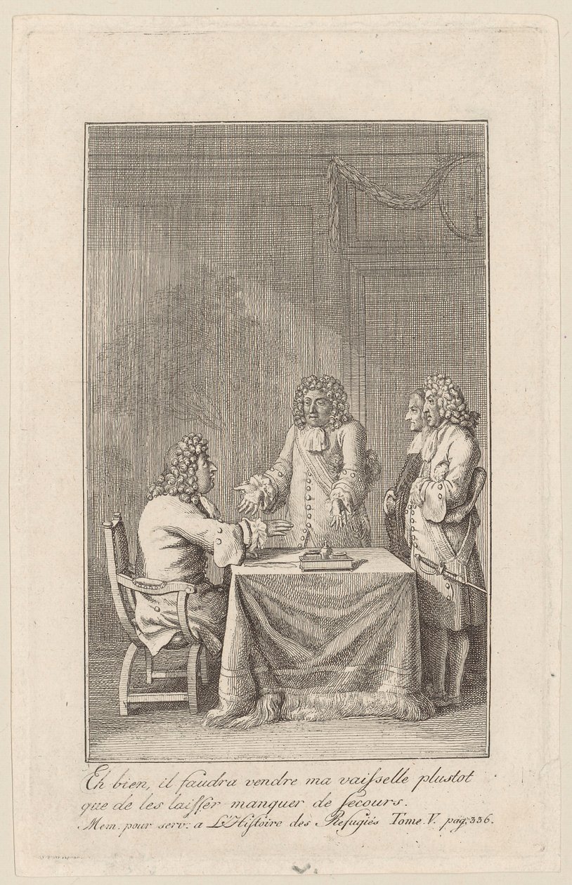 Pagina uit de „Mémoires [...] des réfugiés”, vijfde deel door Daniel Nikolaus Chodowiecki