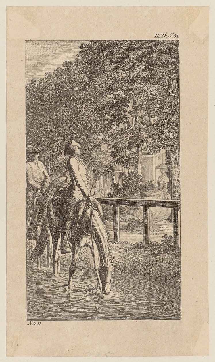 Bunkel vindt Carola Bennet terug na een scheiding van tien jaar, blad 11 uit „Leven, opmerkingen en meningen van Johann Bunkel” door Daniel Nikolaus Chodowiecki