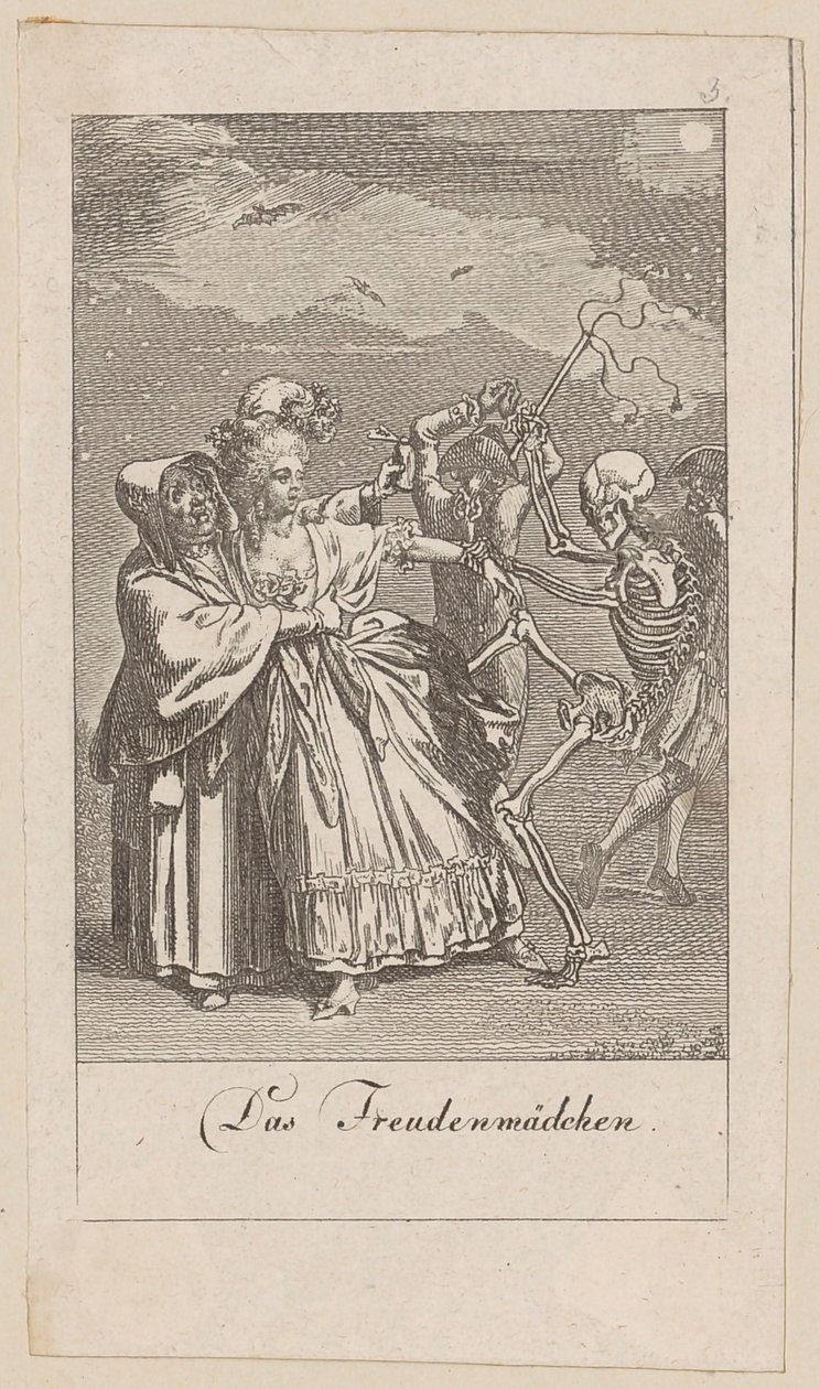 Prostituee, blad 3 uit de reeks „De dodendans“ door Daniel Nikolaus Chodowiecki