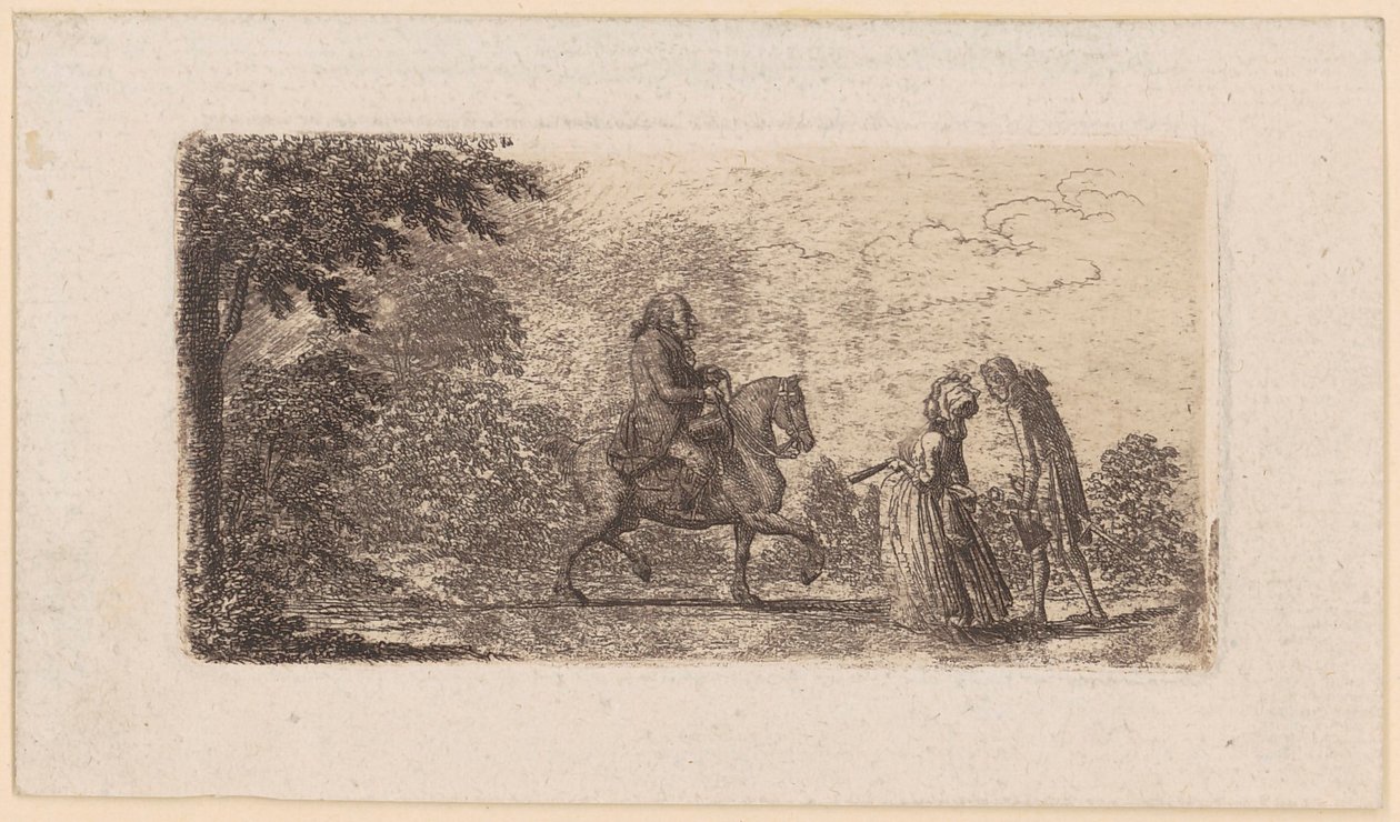 Kleine heer te paard met de dame door Daniel Nikolaus Chodowiecki
