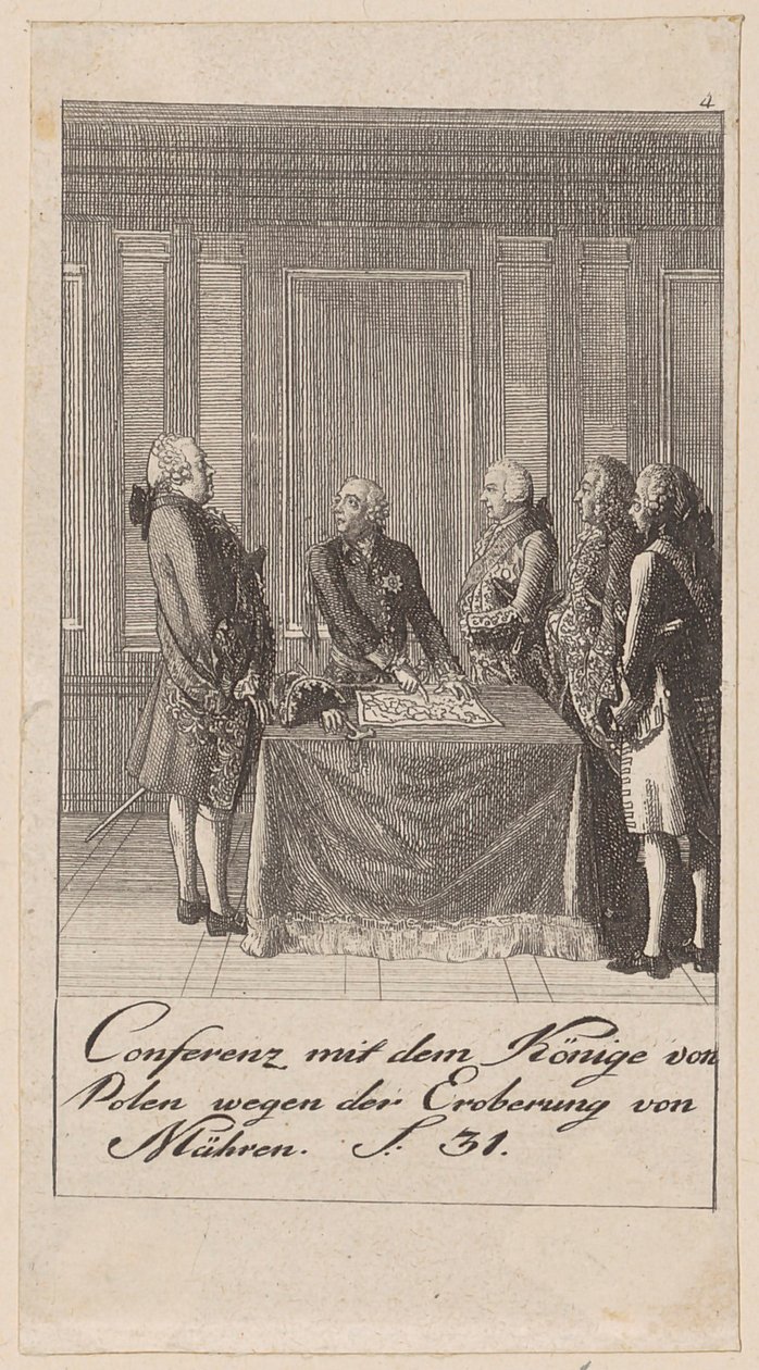 Conferentie met de koning van Polen over de verovering van Moravië door Daniel Nikolaus Chodowiecki