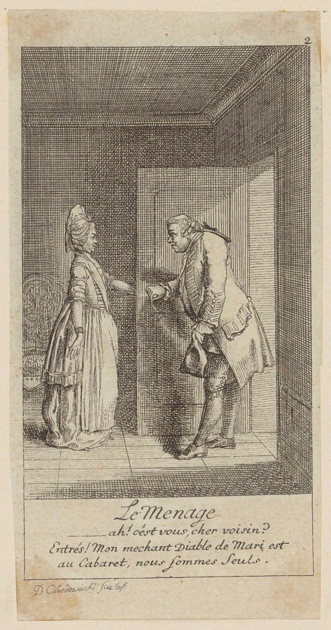 Het huishouden door Daniel Nikolaus Chodowiecki