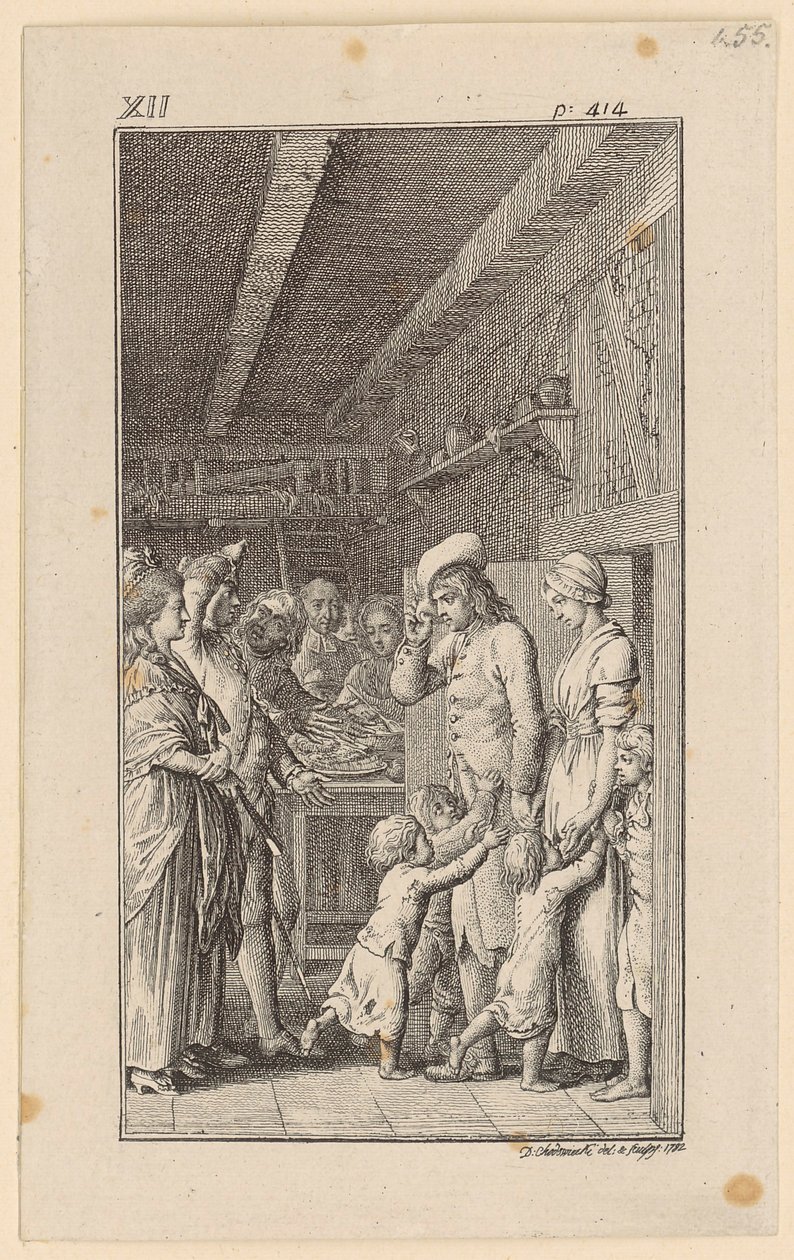 Lienhard en Gertrud in het appartement van Rudi door Daniel Nikolaus Chodowiecki