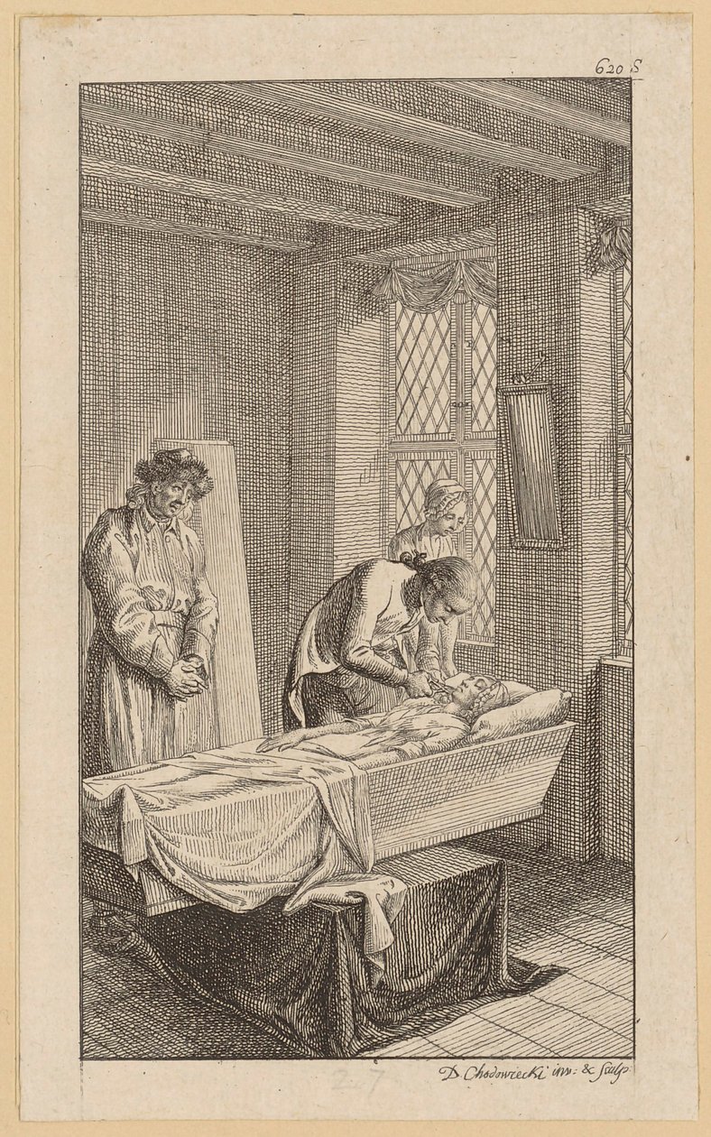 Minchen in de kist door Daniel Nikolaus Chodowiecki