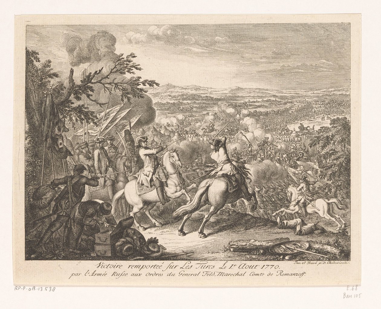 Overwinning van generaal Roemjantsev tijdens de Slag bij Cahul, 1770 door Daniel Nikolaus Chodowiecki
