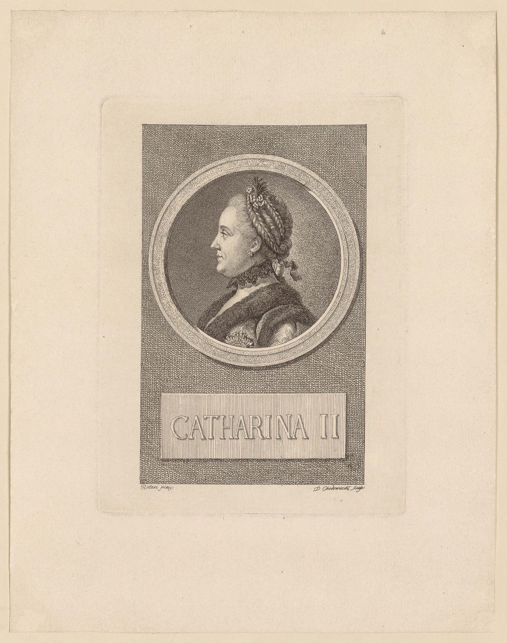 Portret van keizerin Catharina II van Rusland door Daniel Nikolaus Chodowiecki
