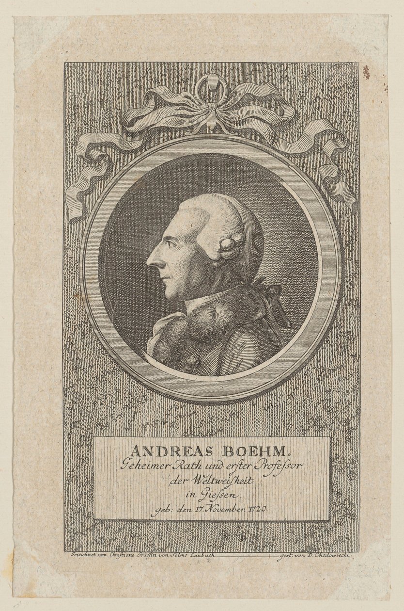 Portret van Andreas Boehm door Daniel Nikolaus Chodowiecki