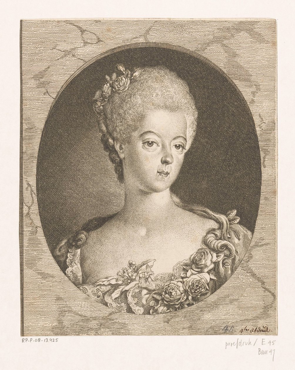 Portret van Wilhelmina van Pruisen door Daniel Nikolaus Chodowiecki