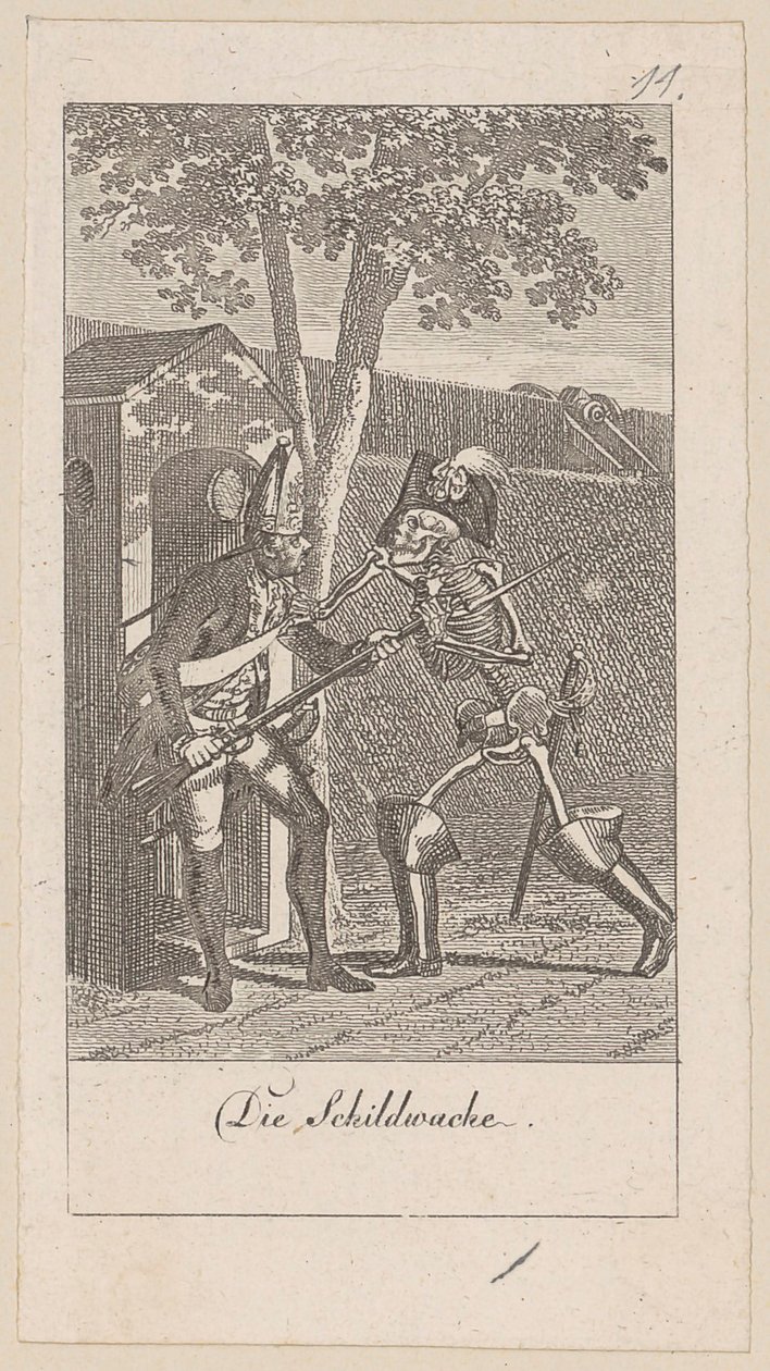 Schildwache, blad 11 van de reeks „De dodendans“ door Daniel Nikolaus Chodowiecki