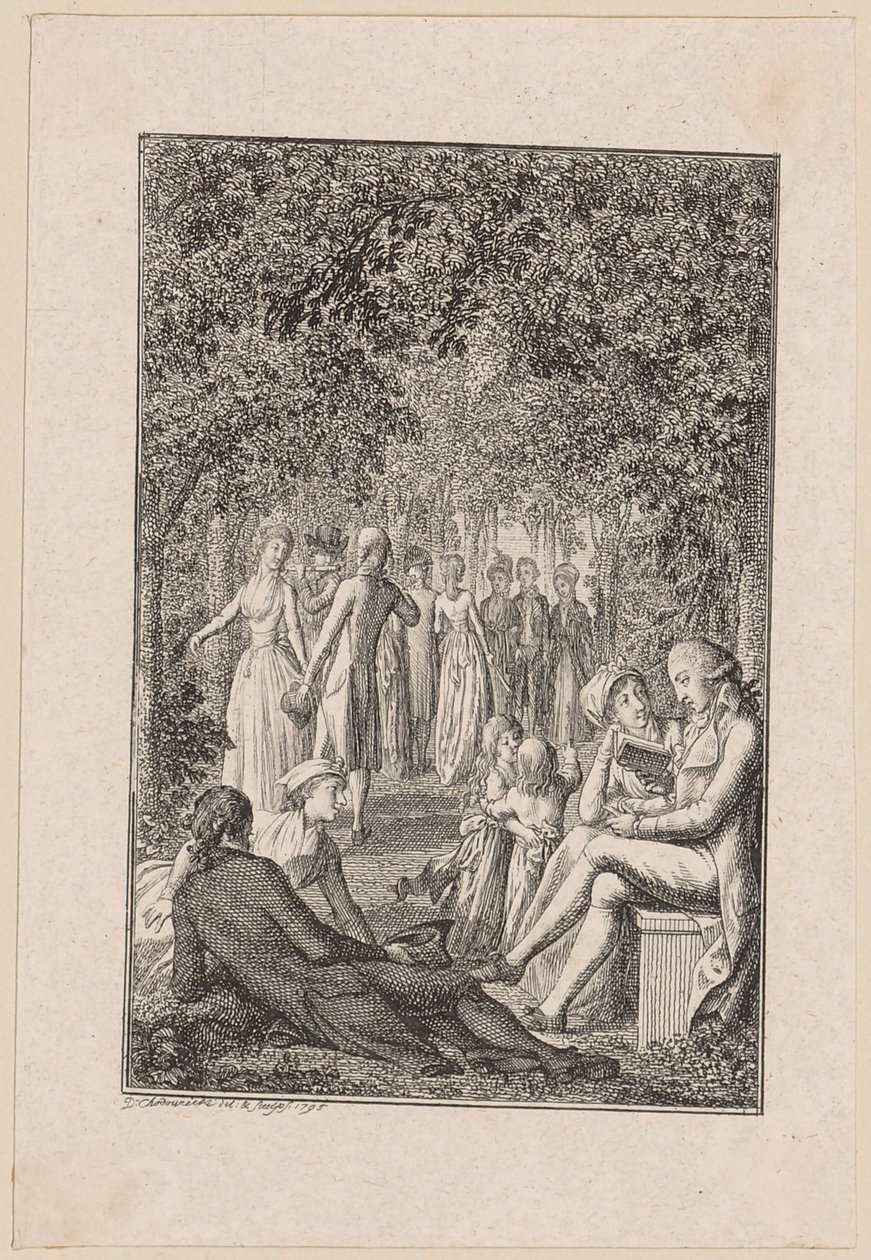 Kopergravure op de omslag van Beckers „Pocketboek [...] voor 1796” door Daniel Nikolaus Chodowiecki