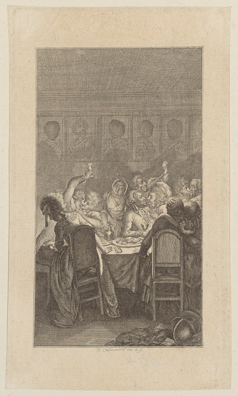 Titelgravure bij Bretzners "Leven van een losbol", derde deel door Daniel Nikolaus Chodowiecki
