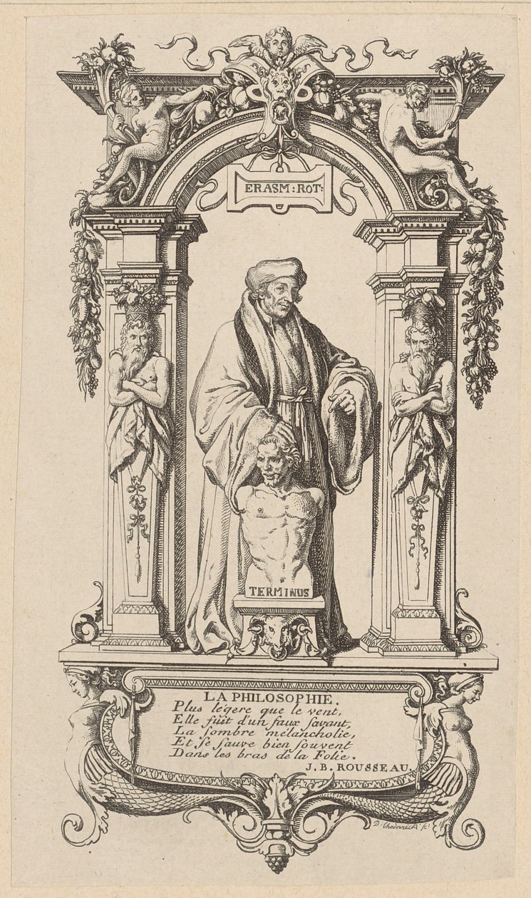 Kopergravure bij Erasmus’ „Lof der dwaasheid“ door Daniel Nikolaus Chodowiecki