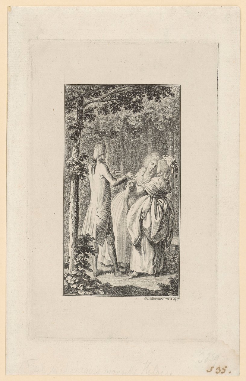 Kopergravure bij „Héloïse“ van Jean-Jacques Rousseau door Daniel Nikolaus Chodowiecki