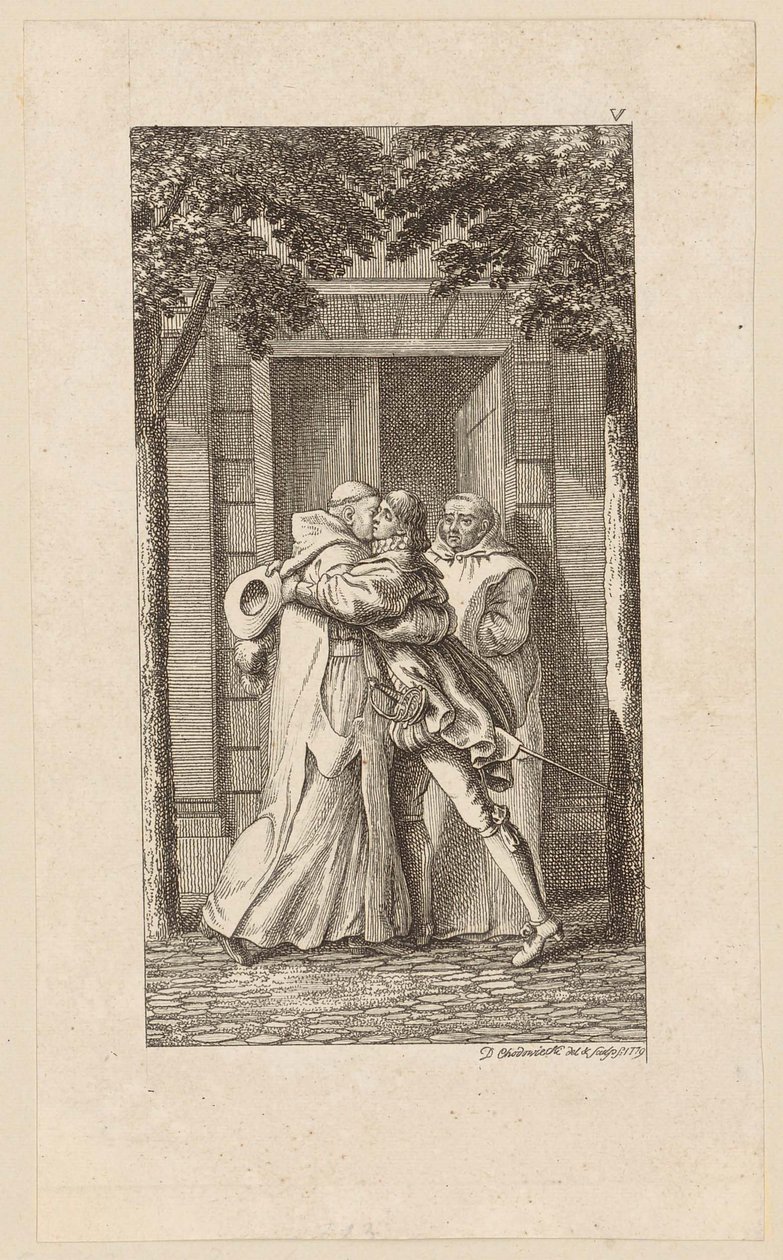 Titelfiguur uit Le Sage’s „Gil Blas”, vijfde deel door Daniel Nikolaus Chodowiecki