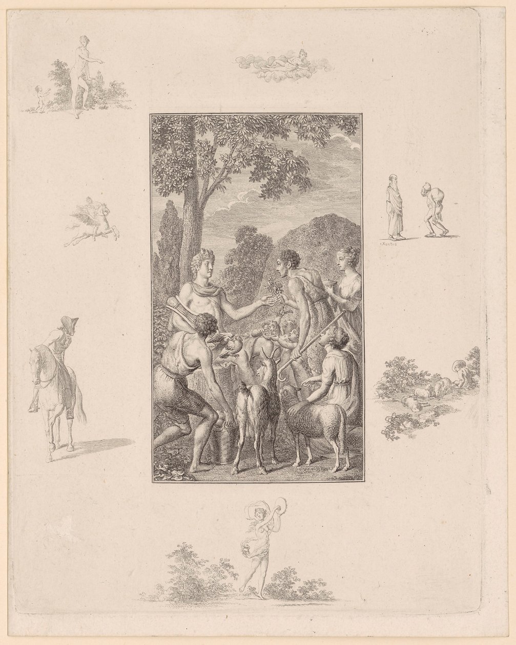 Kopergravure bij Mad. de Genlis „Herbies moreaux“ door Daniel Nikolaus Chodowiecki