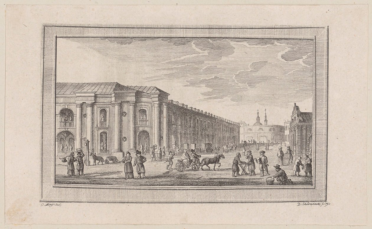 Kopergravure bij Storchs „Schilderijen van Sint-Petersburg“, tweede deel door Daniel Nikolaus Chodowiecki