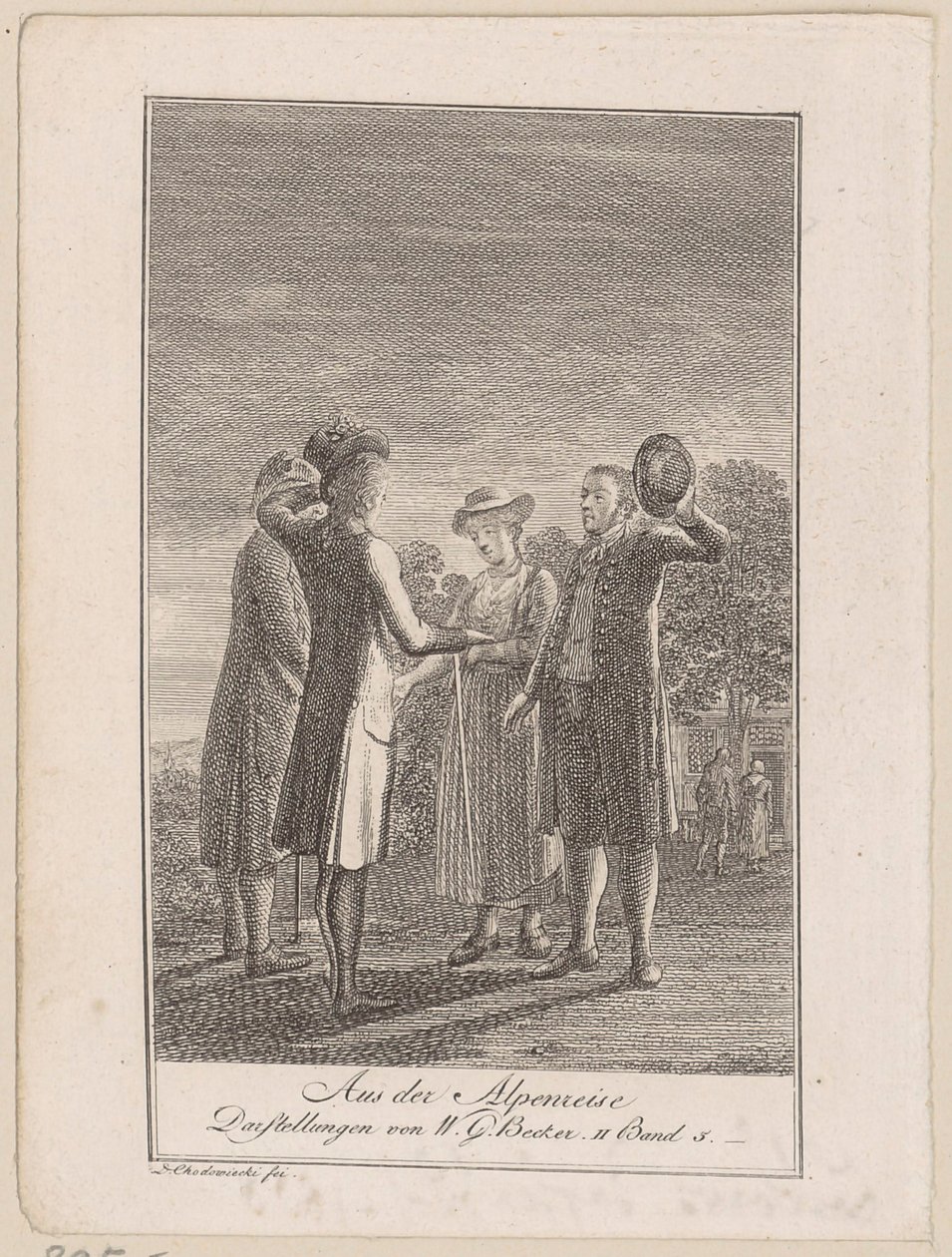 Titelgravure voor W. G. Beckers “Reis naar de Alpen” door Daniel Nikolaus Chodowiecki