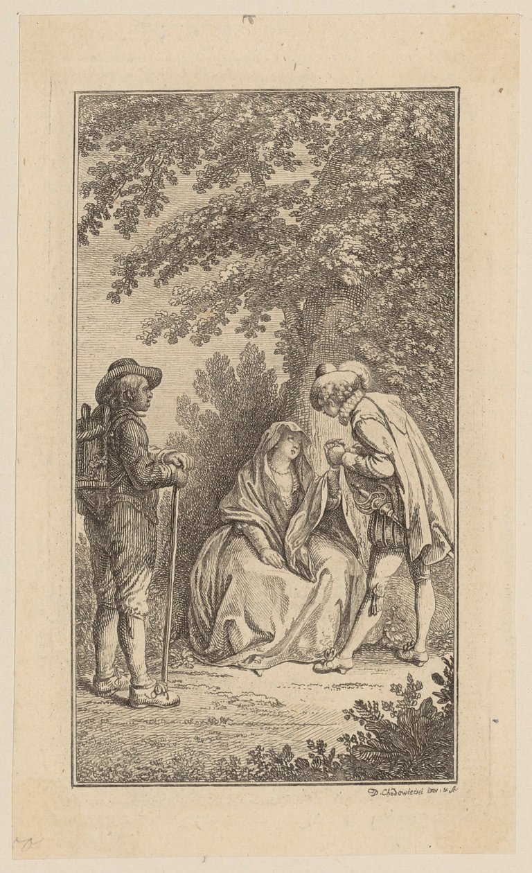 Kopergravure bij de „Storia di Bianca Capello” door Daniel Nikolaus Chodowiecki