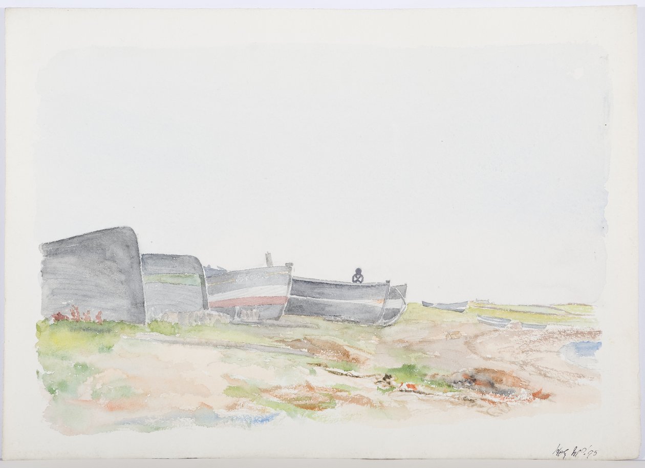 Vissersboten, Holy Island, 1895 door Daniel Oliver