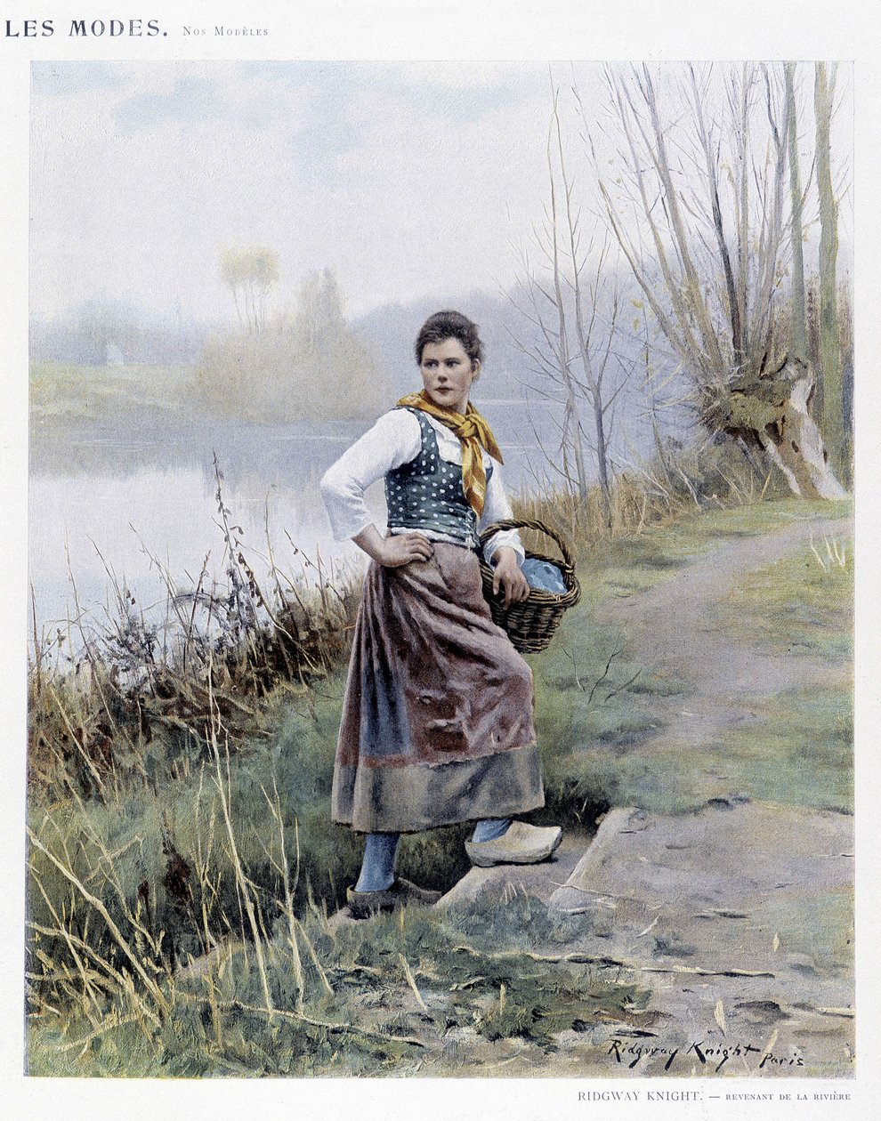 Vrouw die terugkeert van de rivier door R. Knight, ca. 1905 door Daniel Ridgway Knight