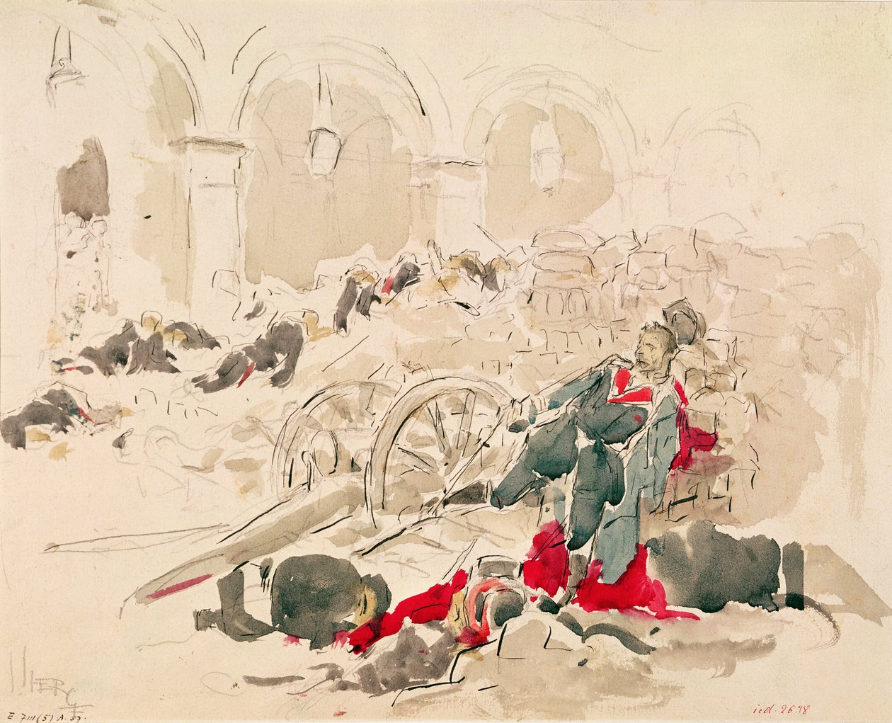 Barricade op de Rue de Rivoli tijdens de Parijse Commune door Daniel Urrabieta Vierge