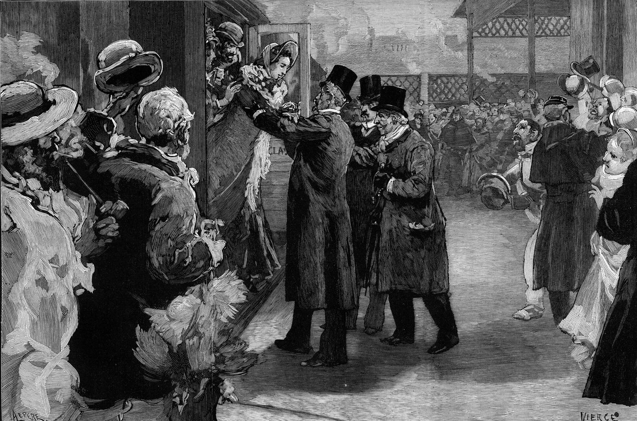 Louise Michel keerde terug naar Frankrijk (1830-1905) na zijn deportatie voor zijn deelname aan de Parijse Commune. Ze werd verwelkomd op station Saint Lazare door Henri Rochefort (1831-1913), Louis Blanc (181-1882) en George Clemenceau (1841-1929) door Daniel Urrabieta Vierge