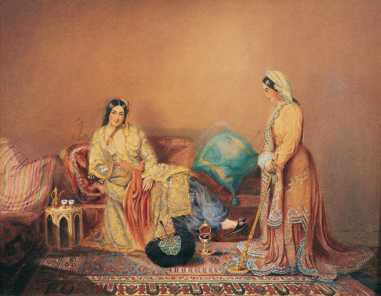 Phanariotische dames (Griekse koopmansbevolking in de wijk Phanar van Constantinopel) door Daniel Valentine Rivière