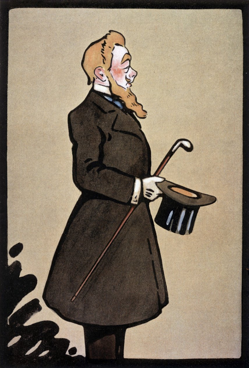 Franse komiek en zanger Albert Brasseur als de koning in toneelstuk "Le Roi", illustratie uit Franse krant "Le Theatre" juni 1908 door Daniel de (after) Loscques