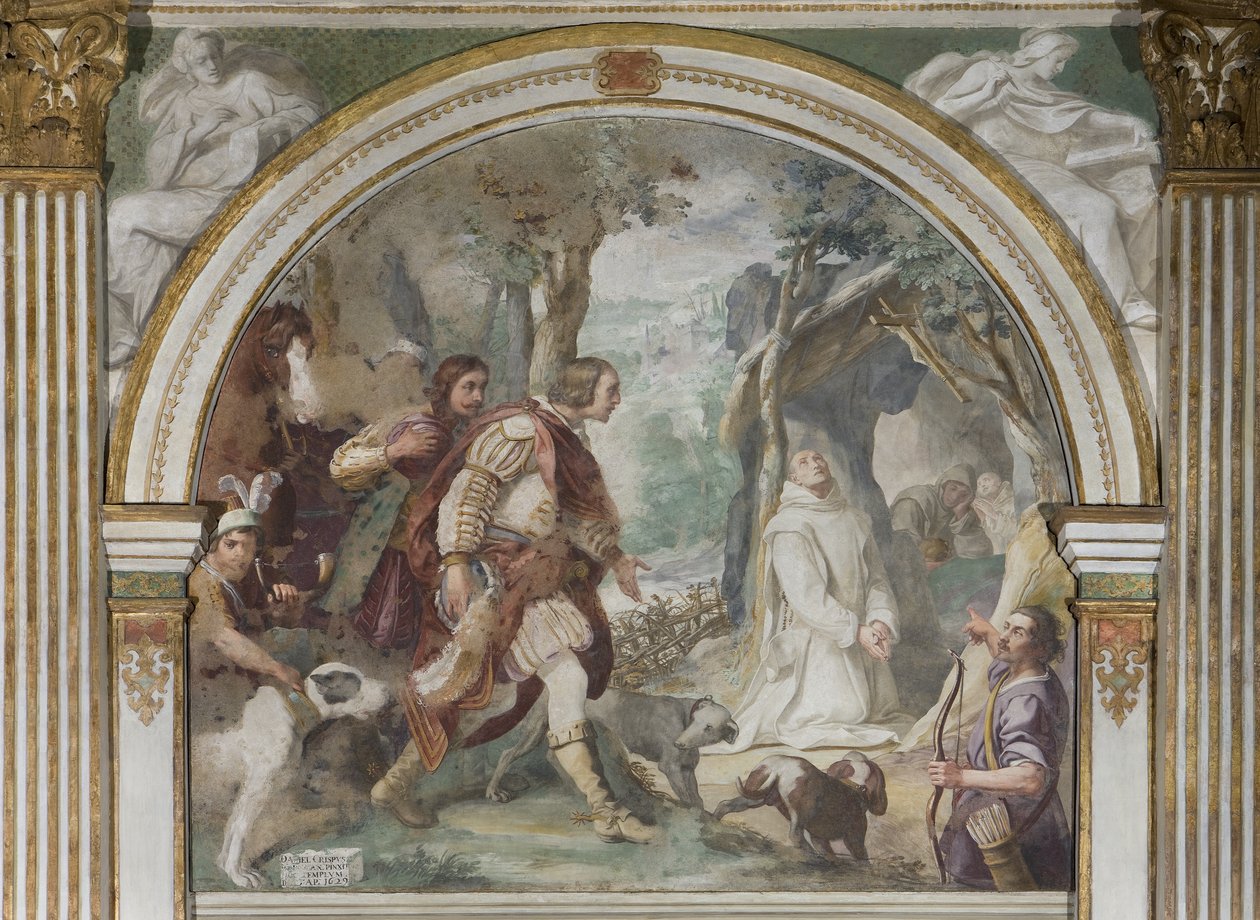 Heilige Hugo ontmoet Ruggero di Calabria, 1629 door Daniele Crespi