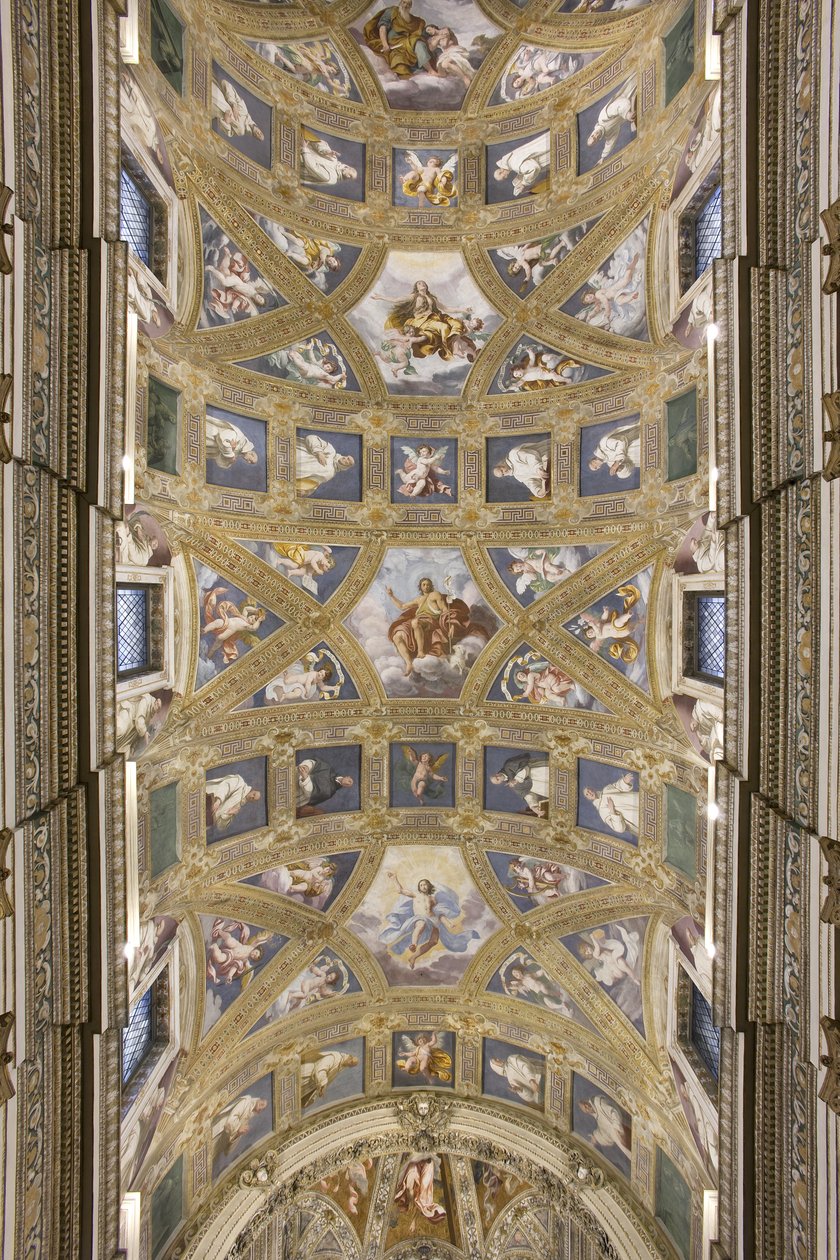 Gewelf van het centrale schip, Kerk van S. Maria Assunta door Daniele Crespi